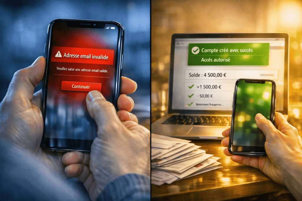 ouvrir un compte bancaire sans email personnel erreur email refus inscription solution