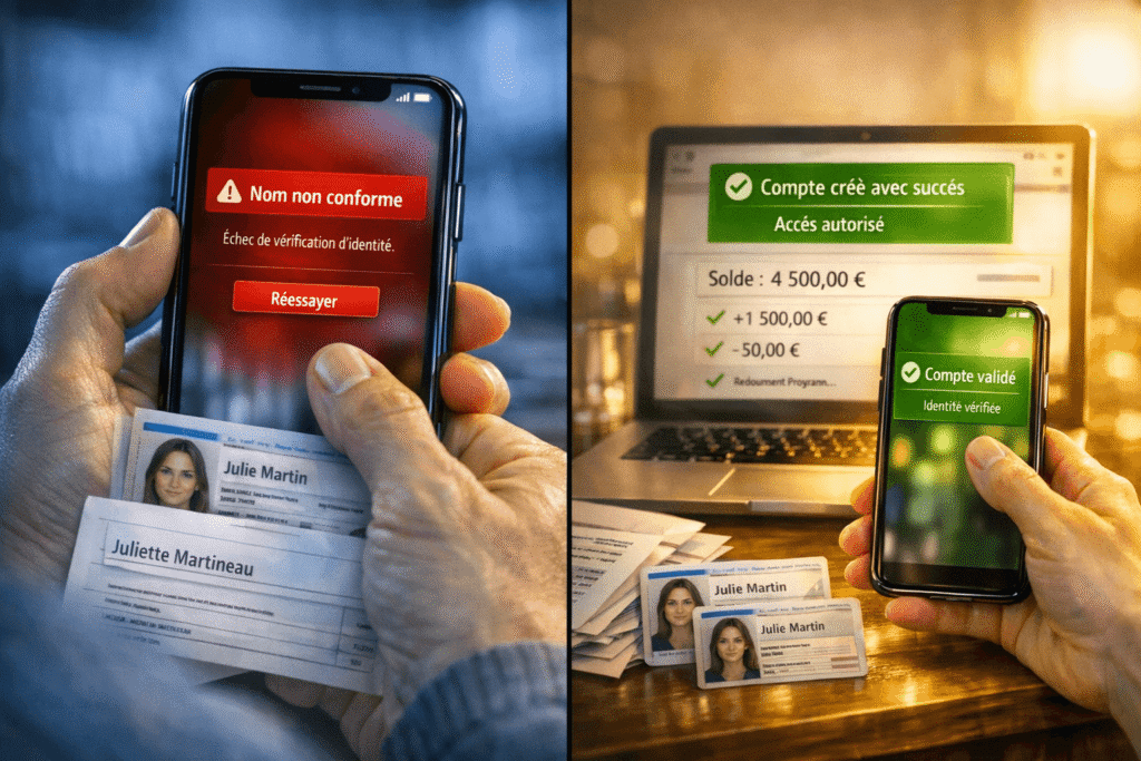 ouvrir un compte bancaire avec nom différent sur les documents