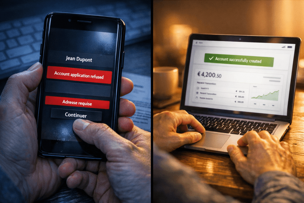 motif refus ouverture compte bancaire exemple refus immédiat puis compte accepté après solution adaptée