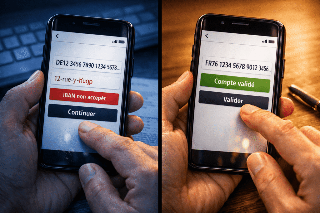ouvrir un compte bancaire avec rib etranger exemple iban refuse puis validation apres solution compatible
