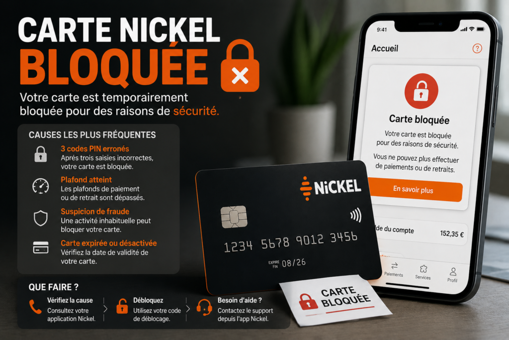 carte bloquée nickel après refus de paiement et blocage de sécurité