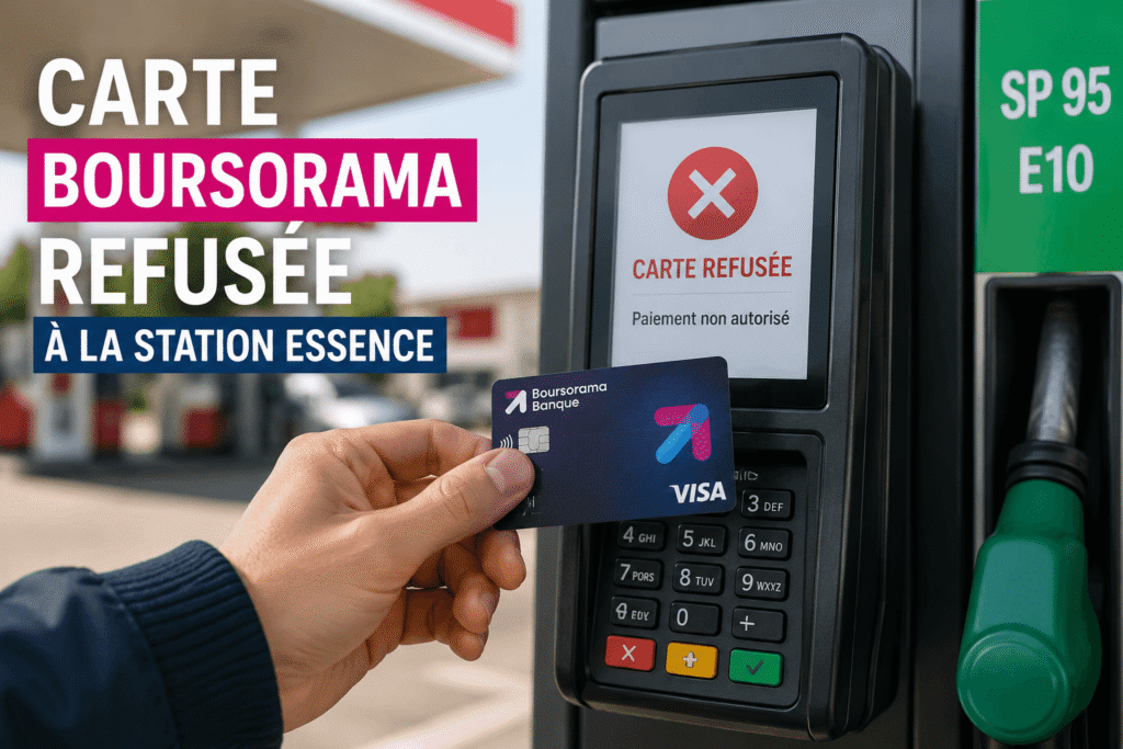 carte boursorama refusée station essence​ avec terminal paiement automatique