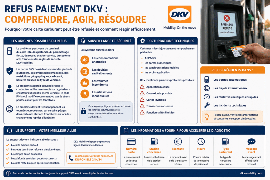 carte dkv paiement refusé sur terminal station-service