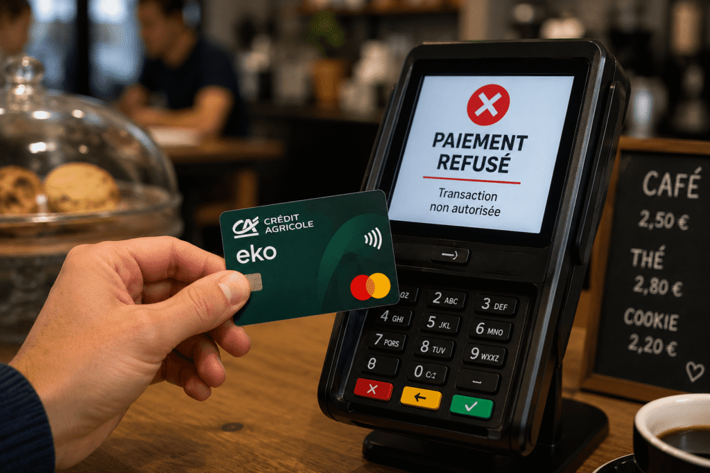 carte eko paiement refusé​ sur terminal de paiement dans un café