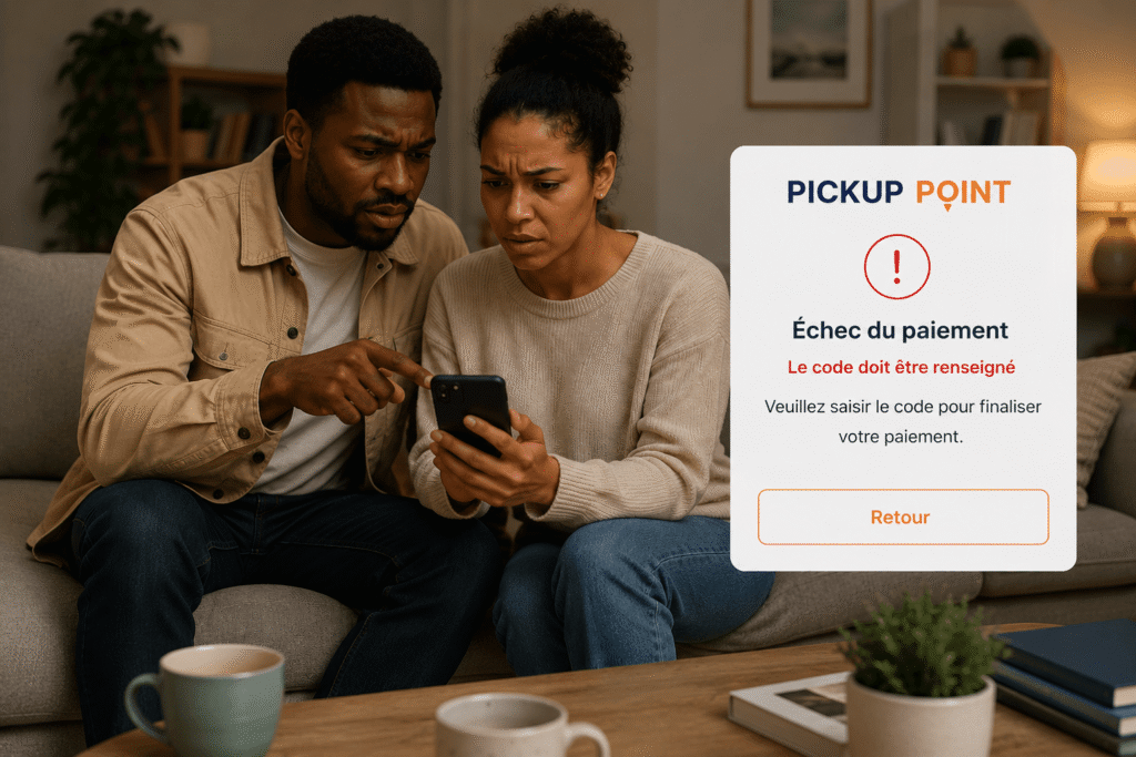 échec du paiement pickup point code doit etre renseigne couple salon smartphone