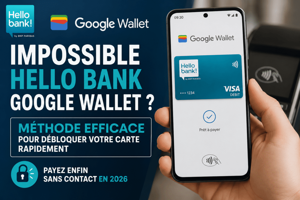 Hello bank Google Wallet impossible sur smartphone Android avec paiement sans contact bloqué en 2026