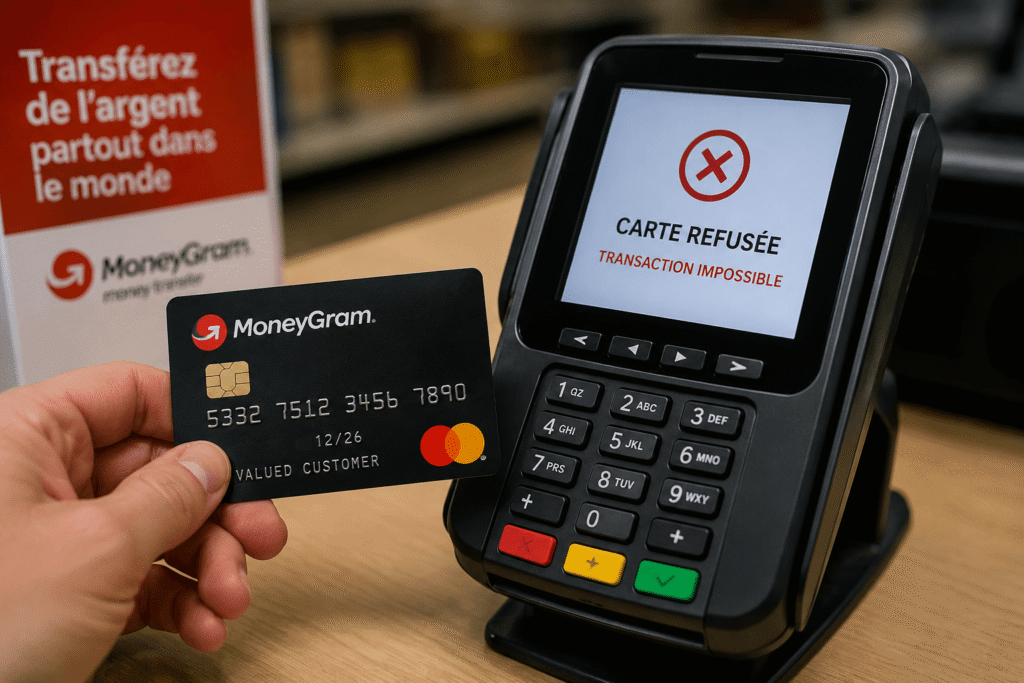 moneygram transaction refusée​ sur terminal de paiement malgré un compte actif