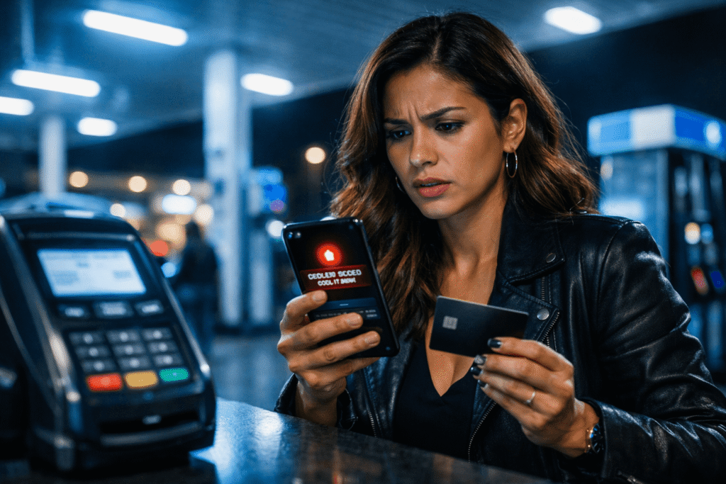 paiement refusé Trade Republic dans une station-service