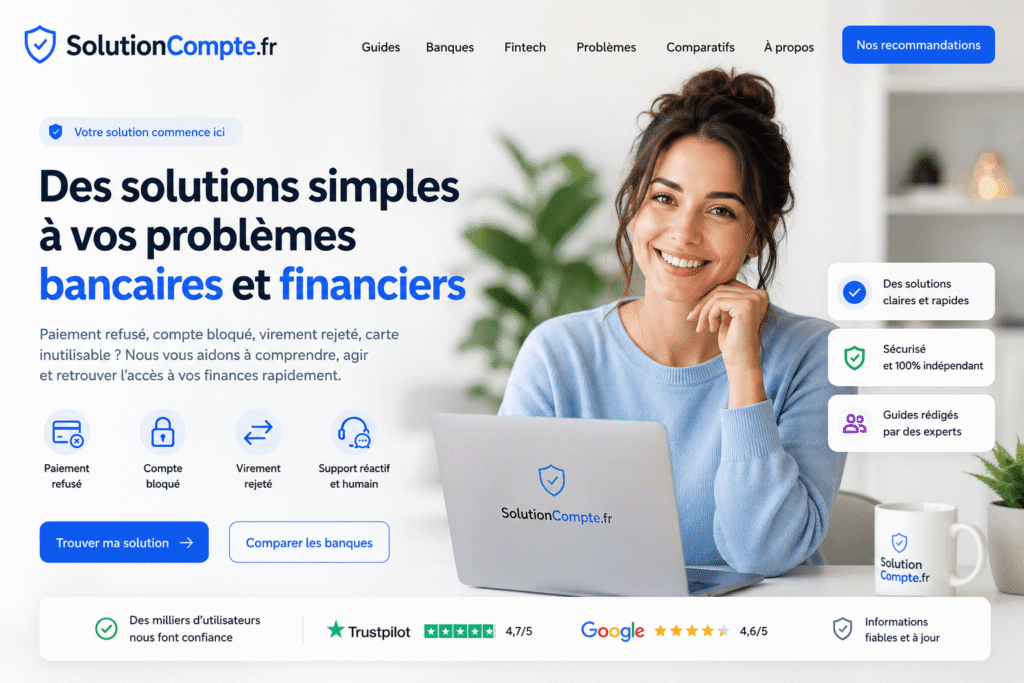 ouvrir un compte bancaire rapidement Jeune femme souriante présentant des solutions aux problèmes bancaires et paiements refusés