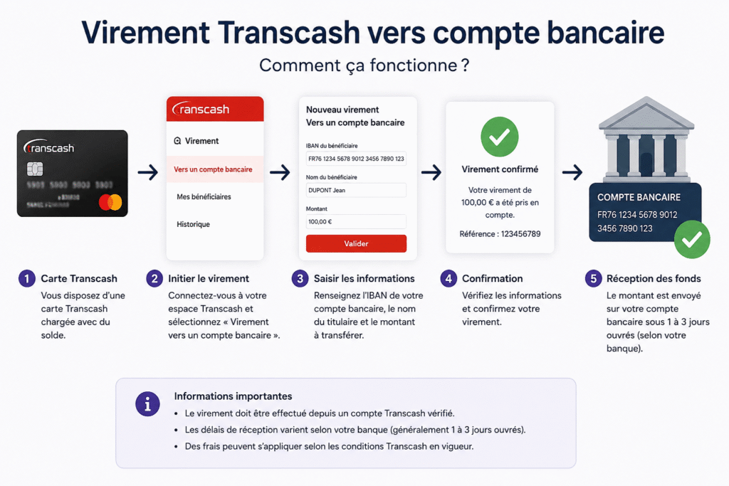 virement transcash vers compte bancaire​: guide transfert argent 2026