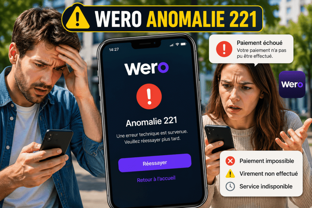 wero anomalie 221 affiché sur smartphone pendant un paiement ou un virement instantané refusé