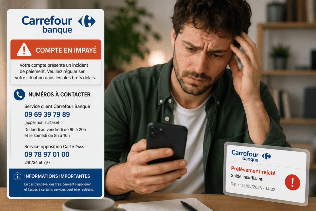 Carrefour Banque impayé numéro de contact pour régulariser une échéance rejetée