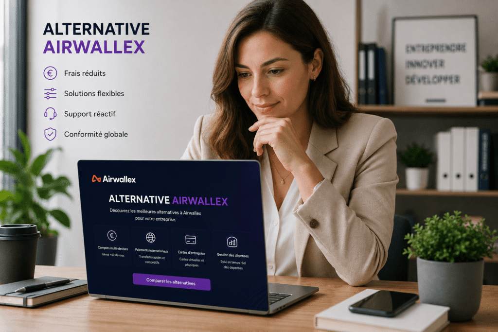 Une professionnelle compare une alternative airwallex pour ses paiements internationaux.