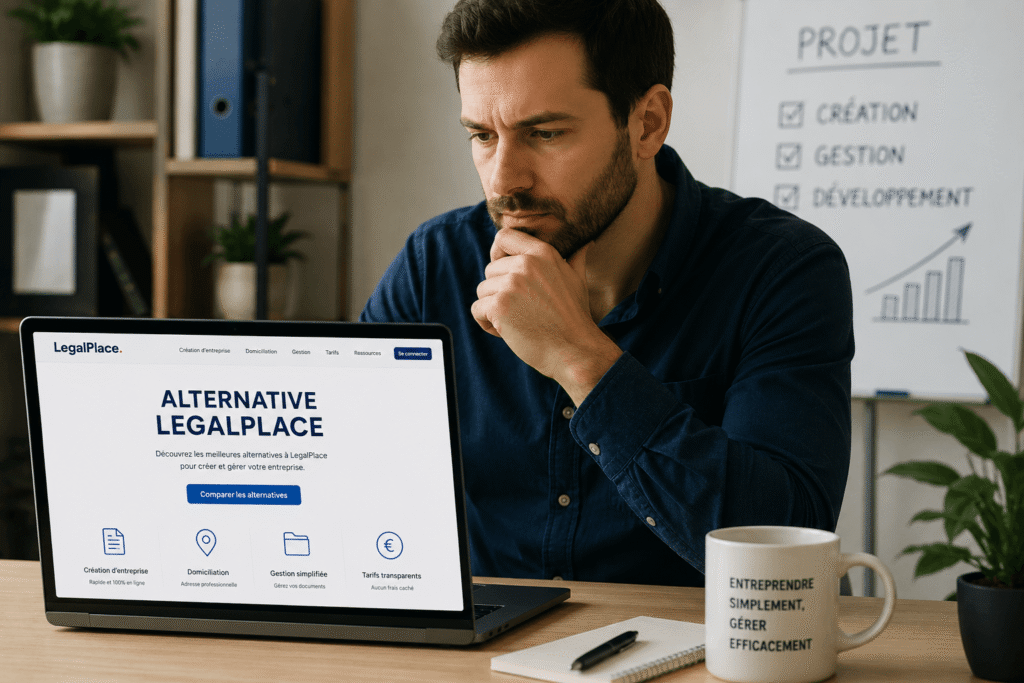 Un entrepreneur recherche une alternative legalplace pour créer et gérer son entreprise.