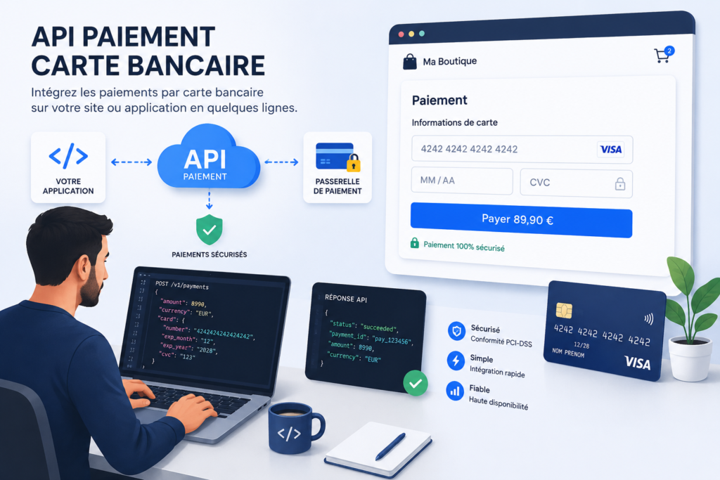 api paiement carte bancaire pour intégrer les paiements en ligne de manière sécurisée.