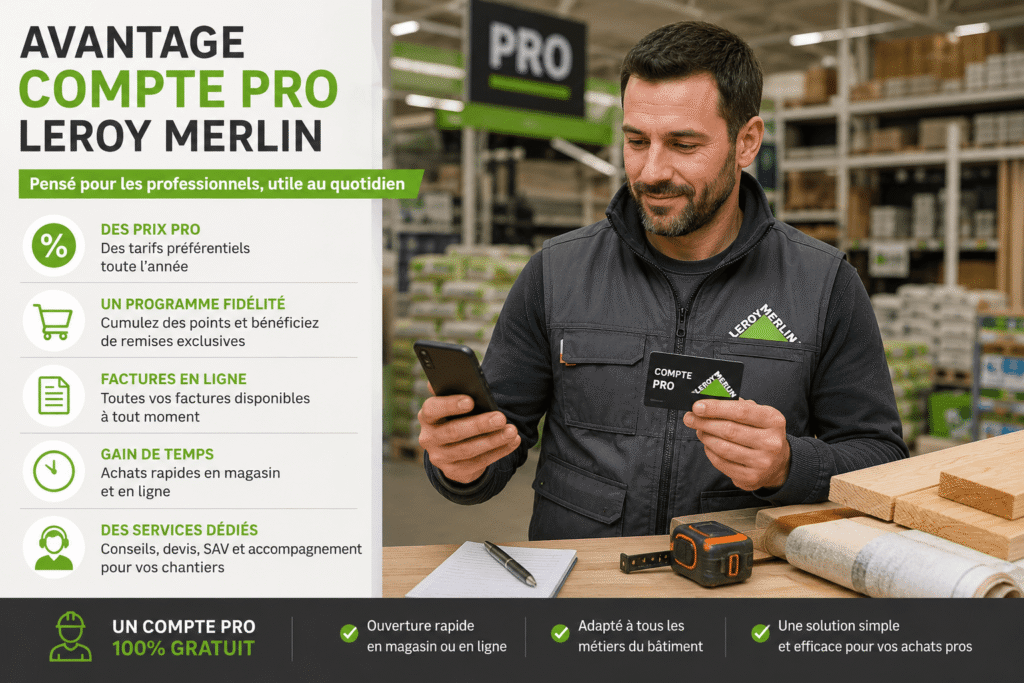 avantage compte pro leroy merlin Artisan découvrant les avantages du programme professionnel