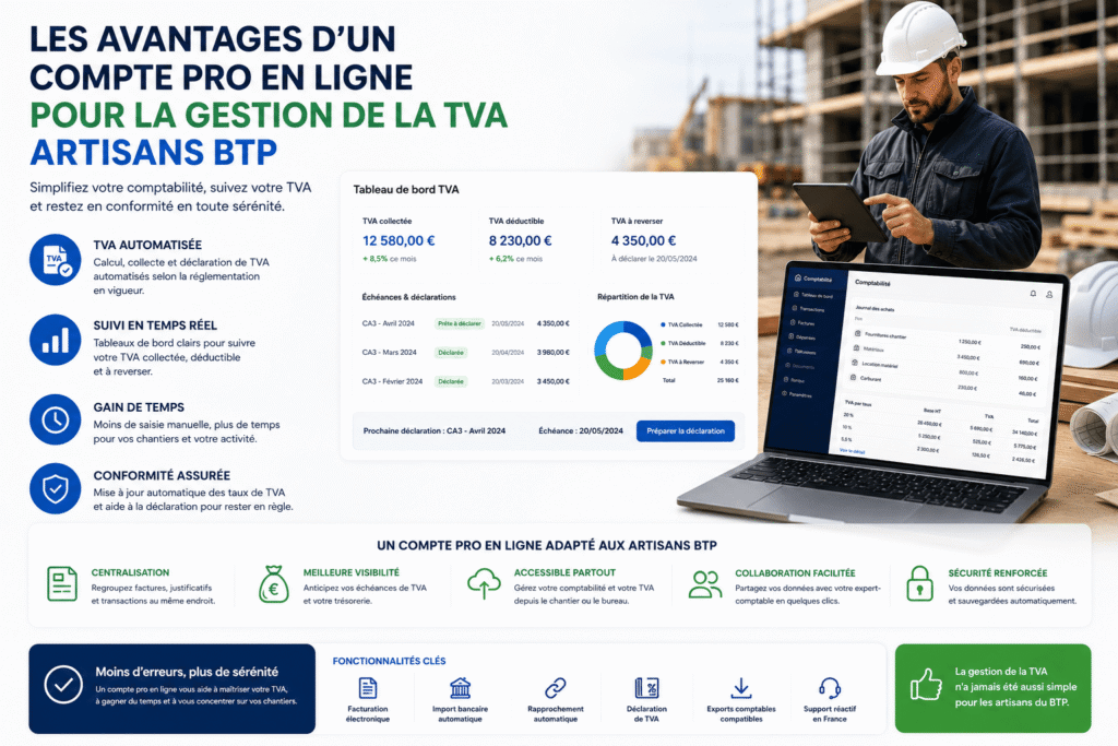 tavantages comptes pro en ligne gestion tva artisans btp​ tva artisans btp illustration avantages comptes pro en ligne gestion TVA artisans BTP et comptabilité