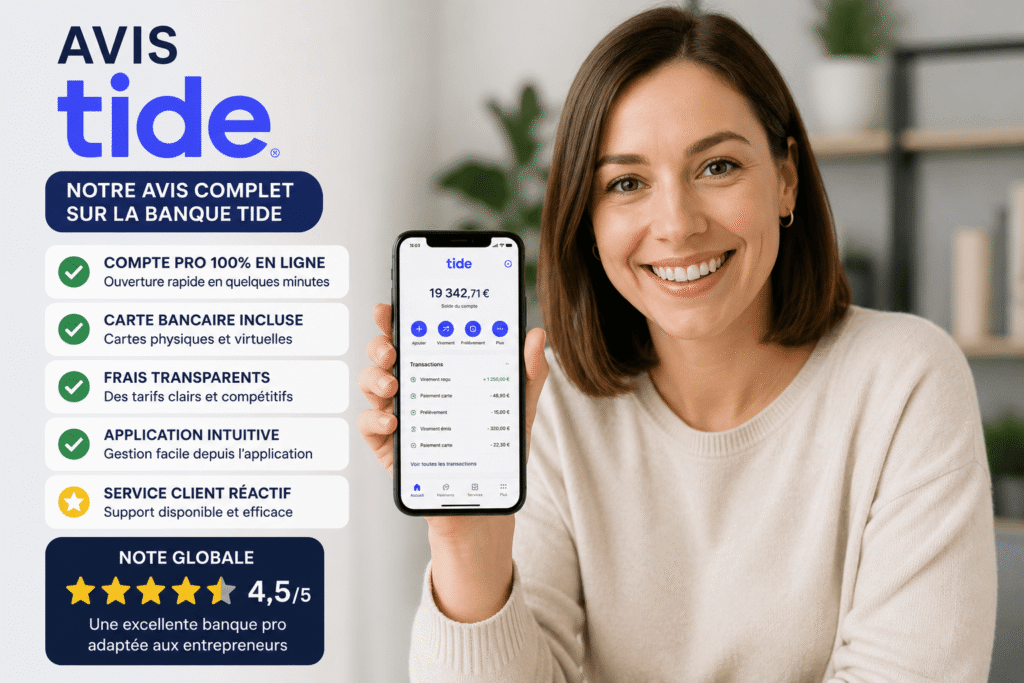 avis banque tide avec découverte des fonctionnalités du compte professionnel et de l’application bancaire Tide