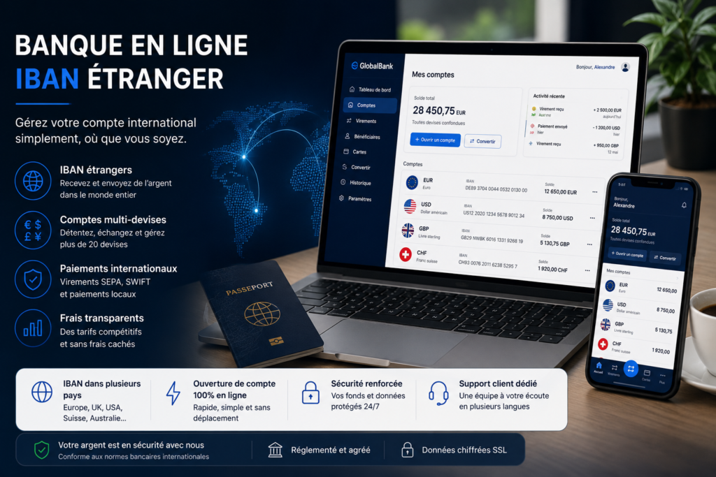 banque en ligne iban etranger​ pour recevoir et envoyer des virements internationaux
