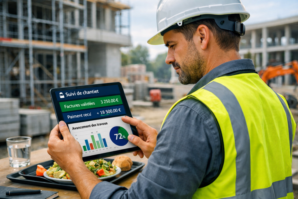 btp compte pro en ligne suivi de chantier factures​ tableau de bord de gestion de chantier et suivi des factures BTP