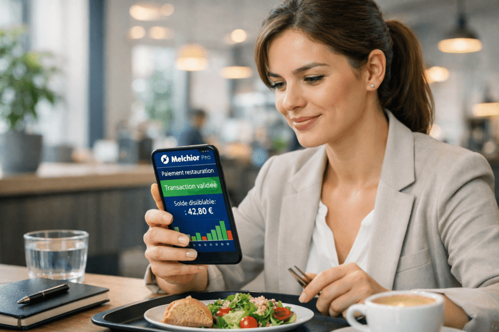 compte melchior pro​utilisé pour gérer les avantages salariés depuis une application dédiée.