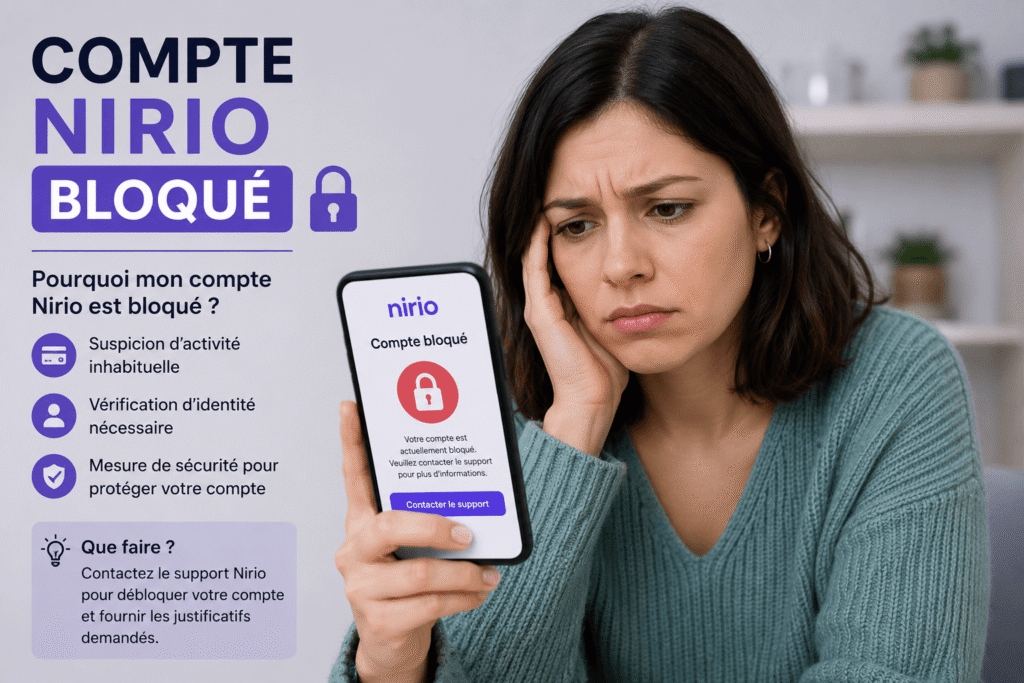compte nirio bloqué avec explications sur les raisons possibles du blocage et les démarches pour récupérer l’accès au compte