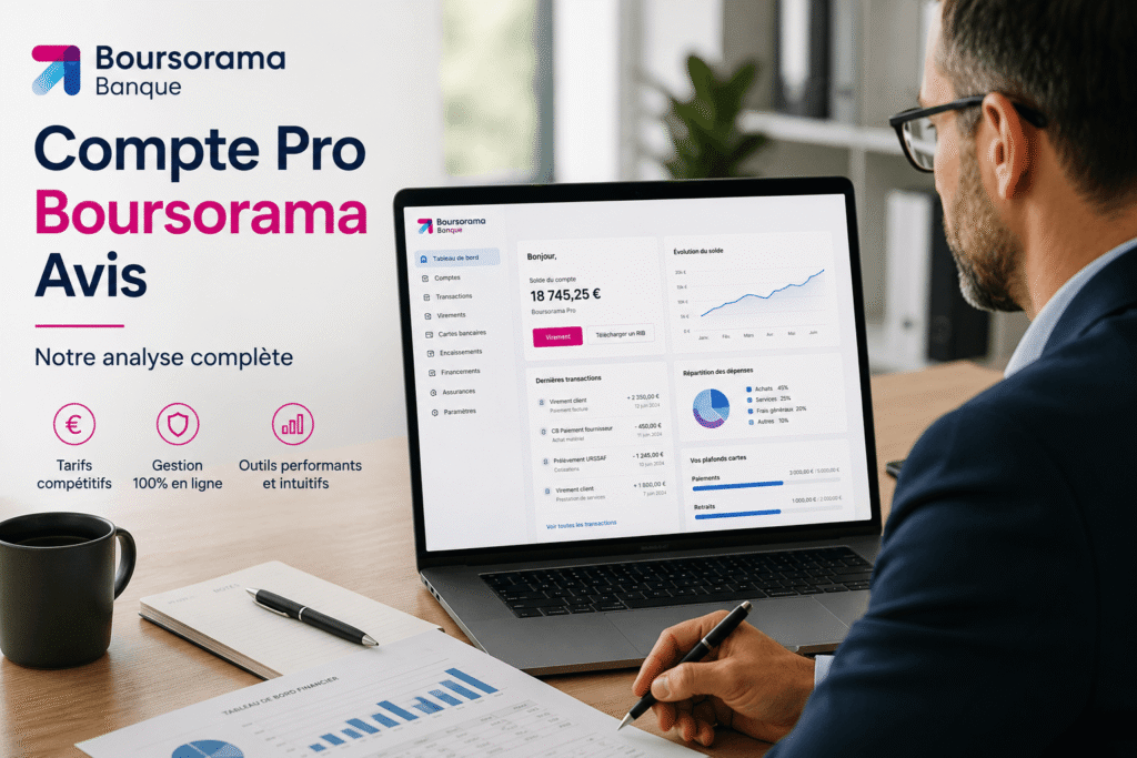 compte pro boursorama avis consulté par un dirigeant qui compare les services financiers disponibles.