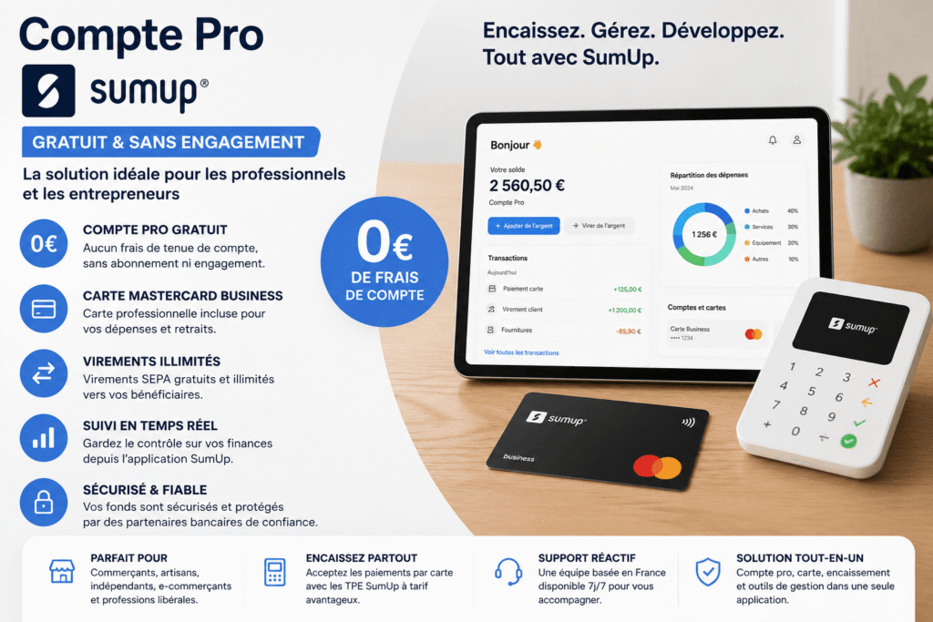 compte pro sumup gratuit illustration professionnelle du compte pro SumUp gratuit pour entrepreneur