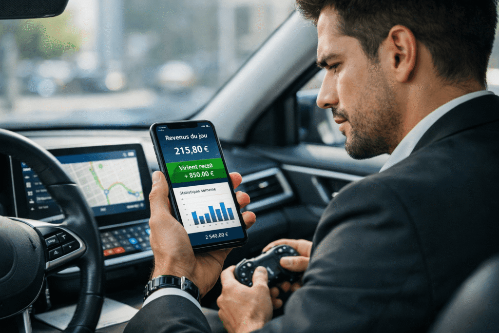 compte pro vtc utilisé par un chauffeur pour suivre ses revenus professionnels au quotidien.