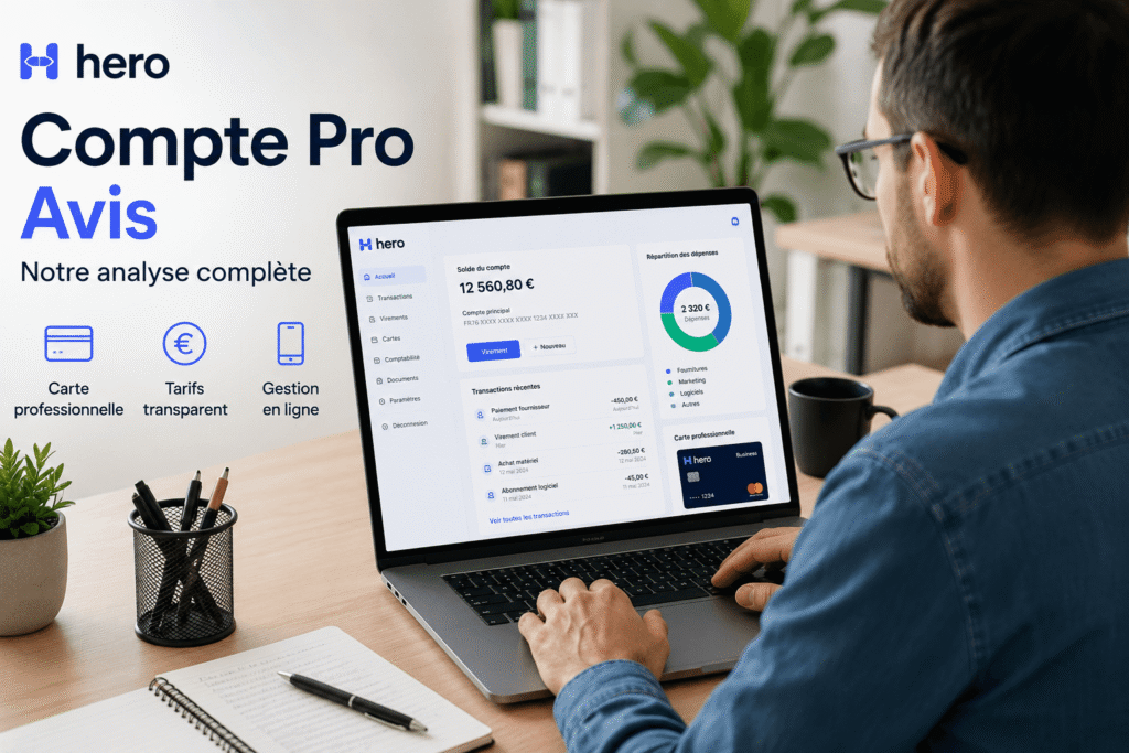hero compte pro avis présenté par un entrepreneur qui analyse cette solution bancaire professionnelle.