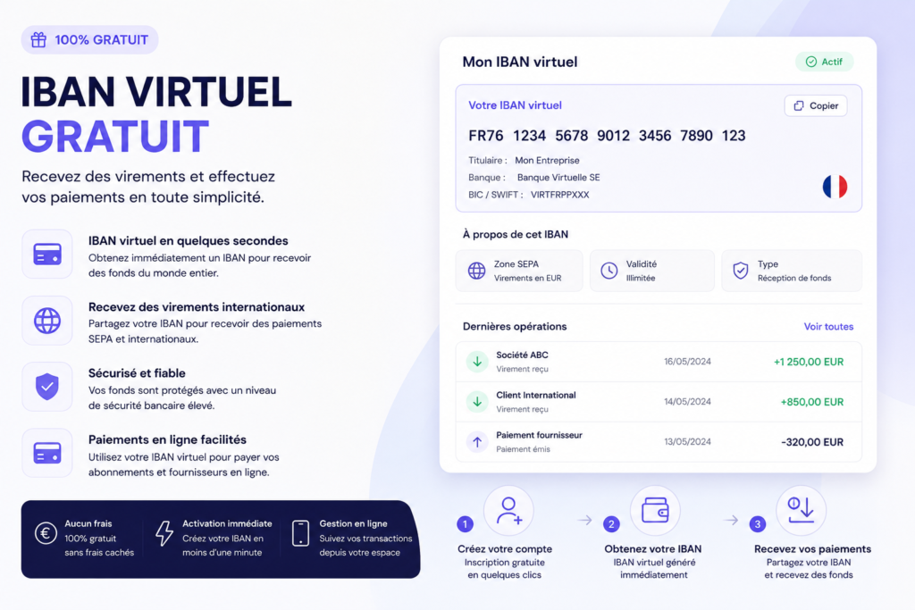 iban virtuel gratuit​ pour recevoir des paiements et gérer les virements en ligne