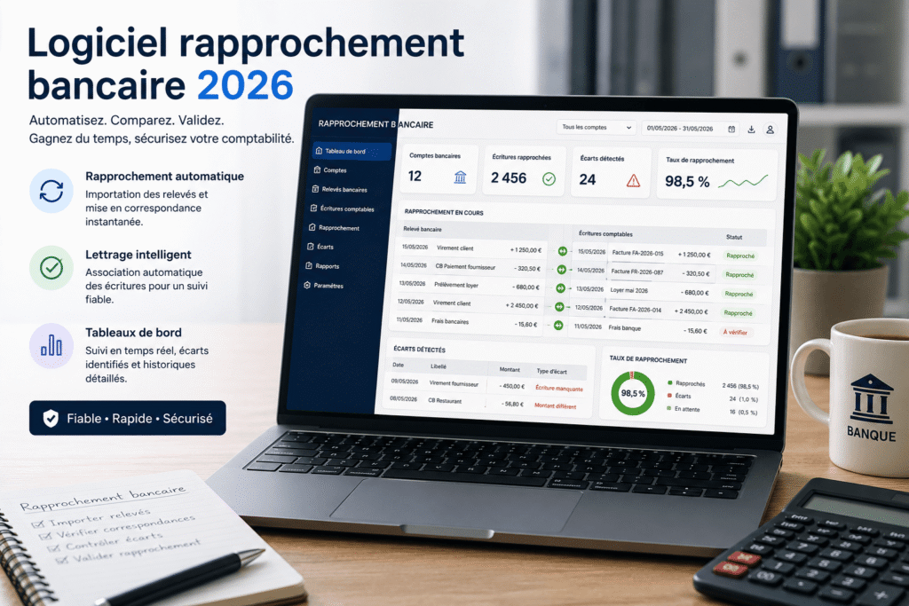 logiciel rapprochement bancaire avec automatisation des écritures et tableau de bord financier