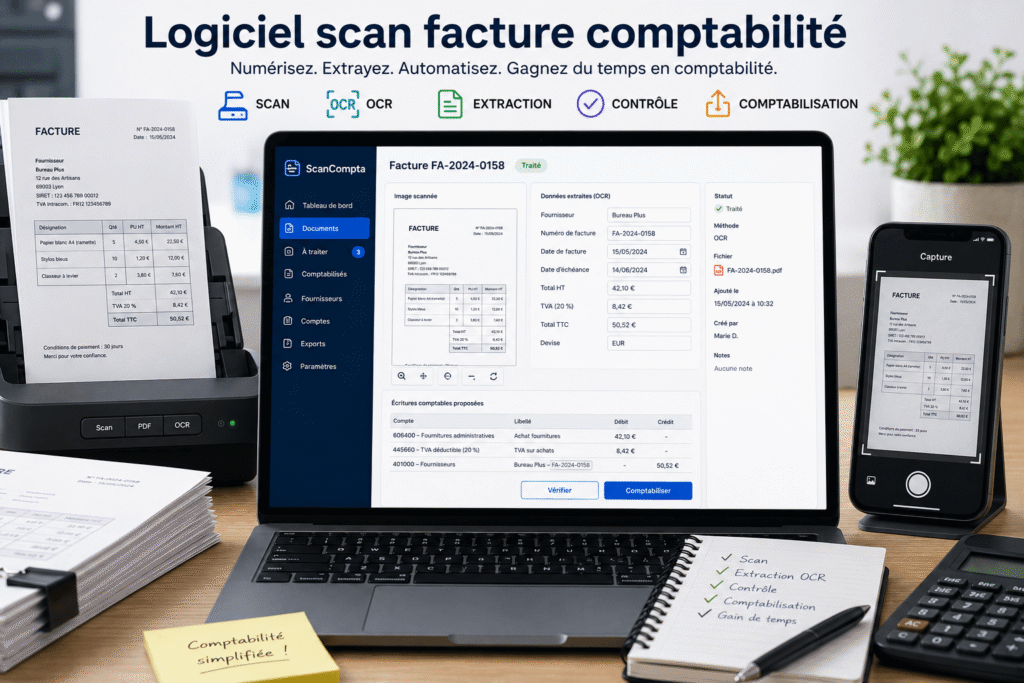 Logiciel scan facture comptabilité avec reconnaissance OCR et comptabilisation automatique