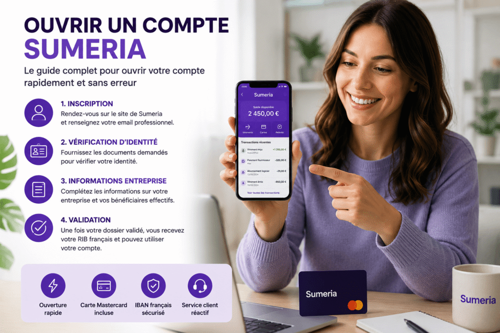 Ouvrir un compte sumeria depuis un smartphone avec validation de l'inscription en ligne