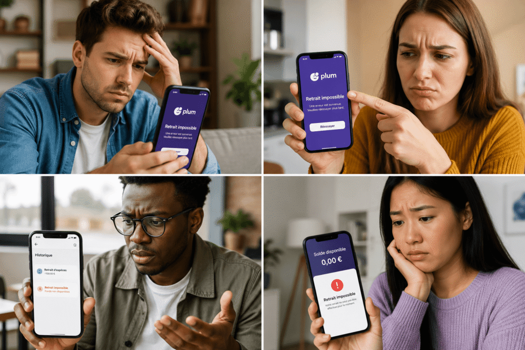 Plum retrait impossible utilisateur consulte son application et découvre un retrait bloqué