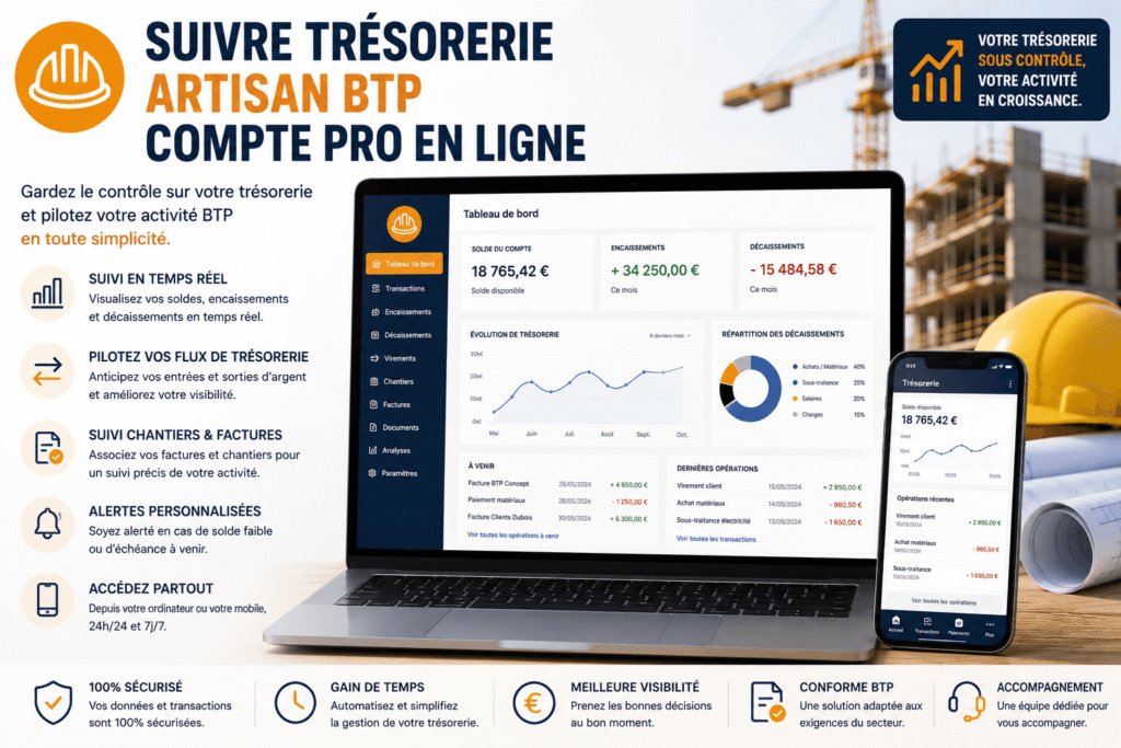 suivre trésorerie artisan btp compte pro en ligne