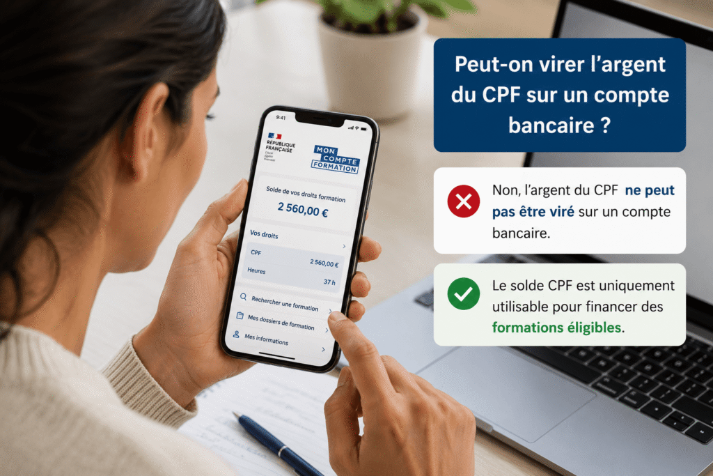 virer argent cpf sur compte bancaire​ recherché par une personne depuis son ordinateur portable