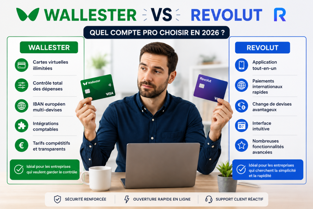 Wallester vs Revolut pour comparer deux solutions de compte professionnel en 2026