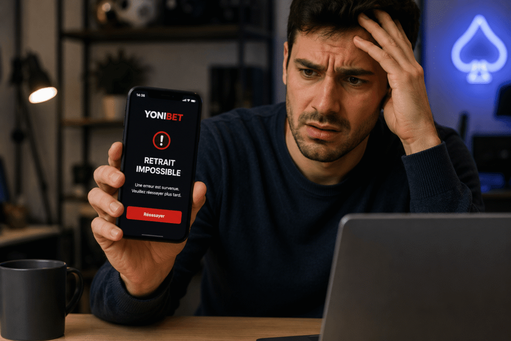 Yonibet retrait impossible joueur inquiet devant une demande de retrait en attente