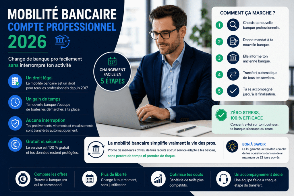 Mobilité bancaire compte professionnel : transfert simple vers une nouvelle banque.